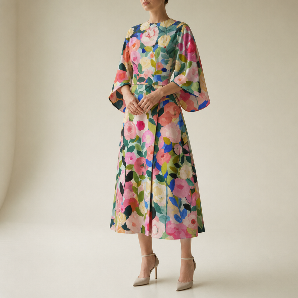 Mljet Floral Kimono Sleeve Dress