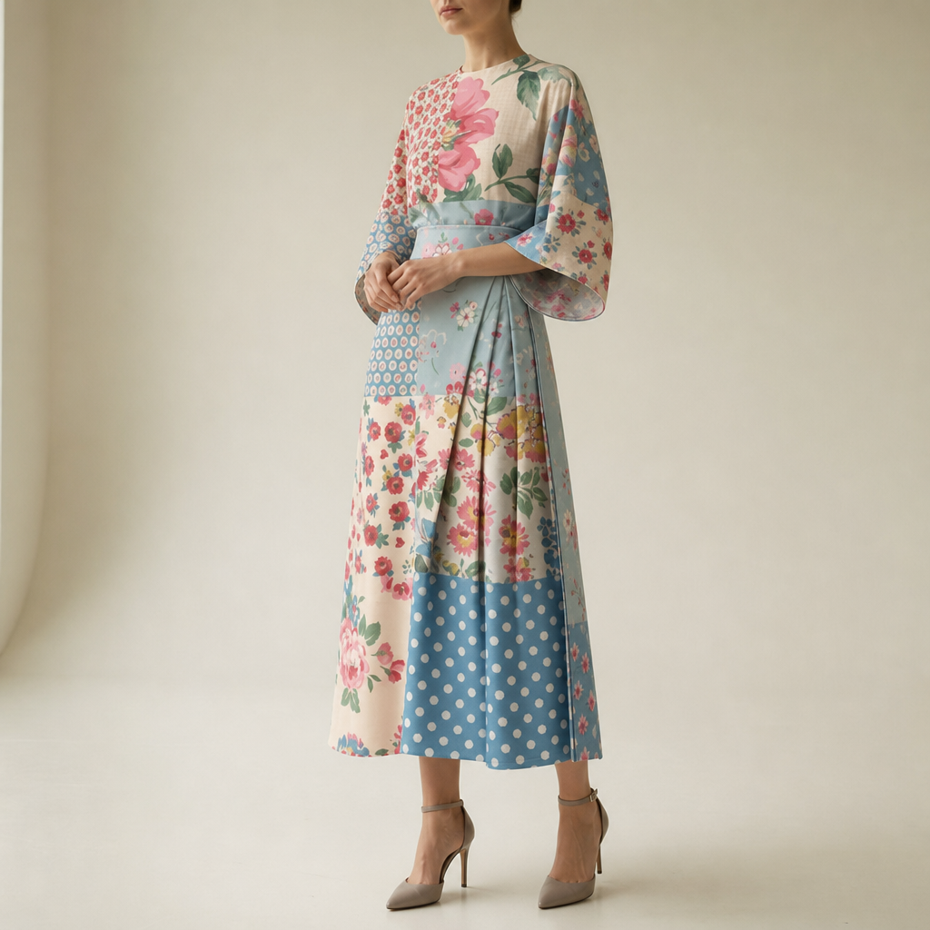 Mljet Floral Kimono Sleeve Dress