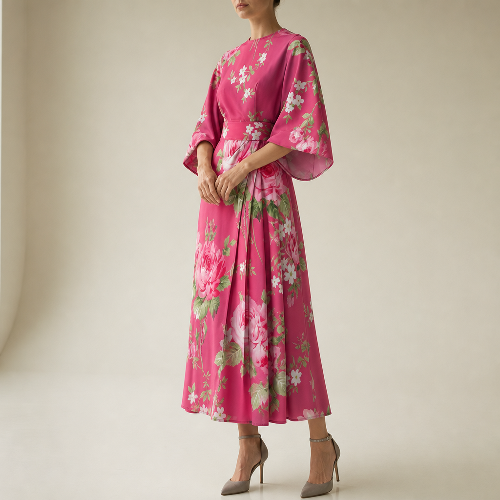 Mljet Floral Kimono Sleeve Dress