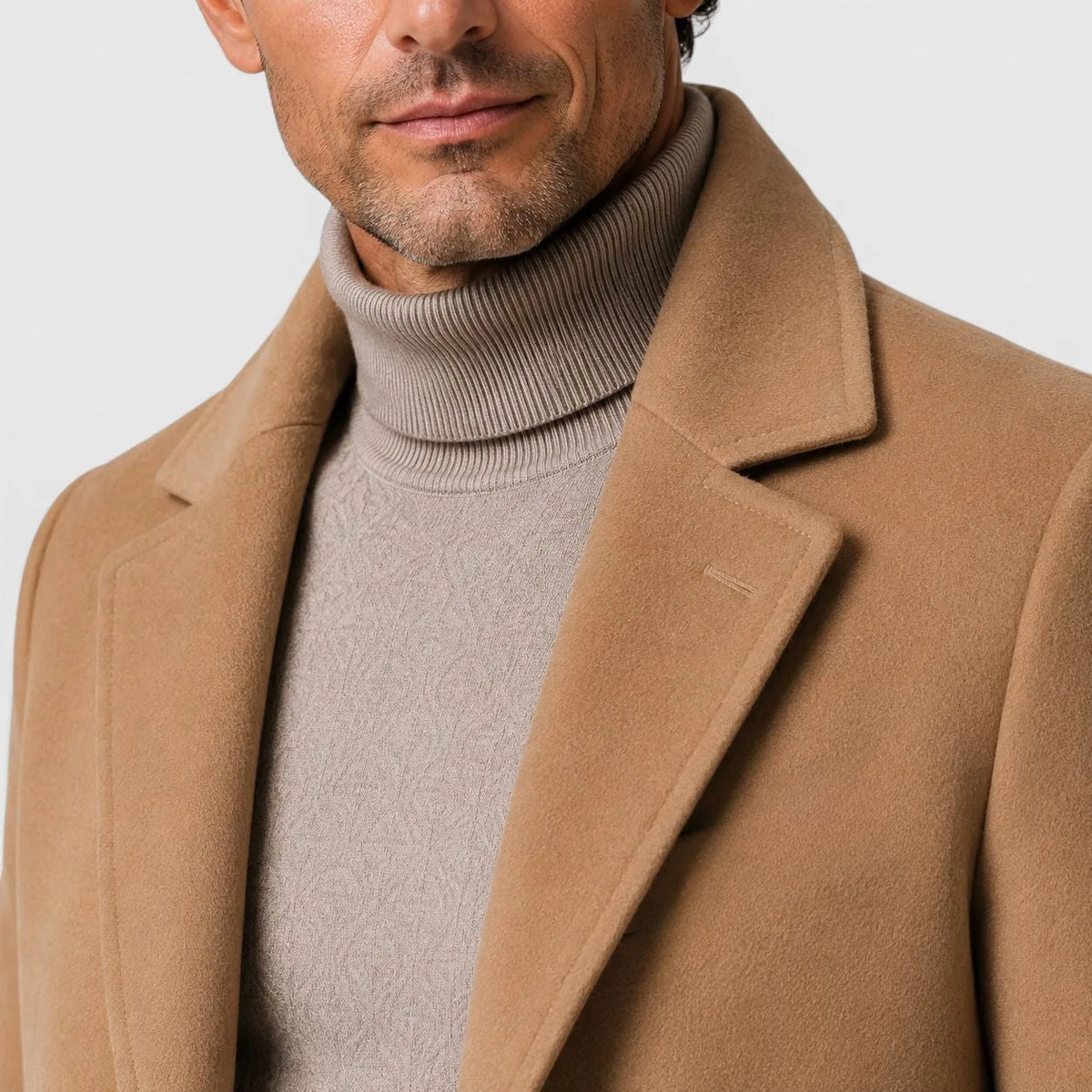 Men's Single-Breasted Slim Fit Overcoat, Notched Lapels