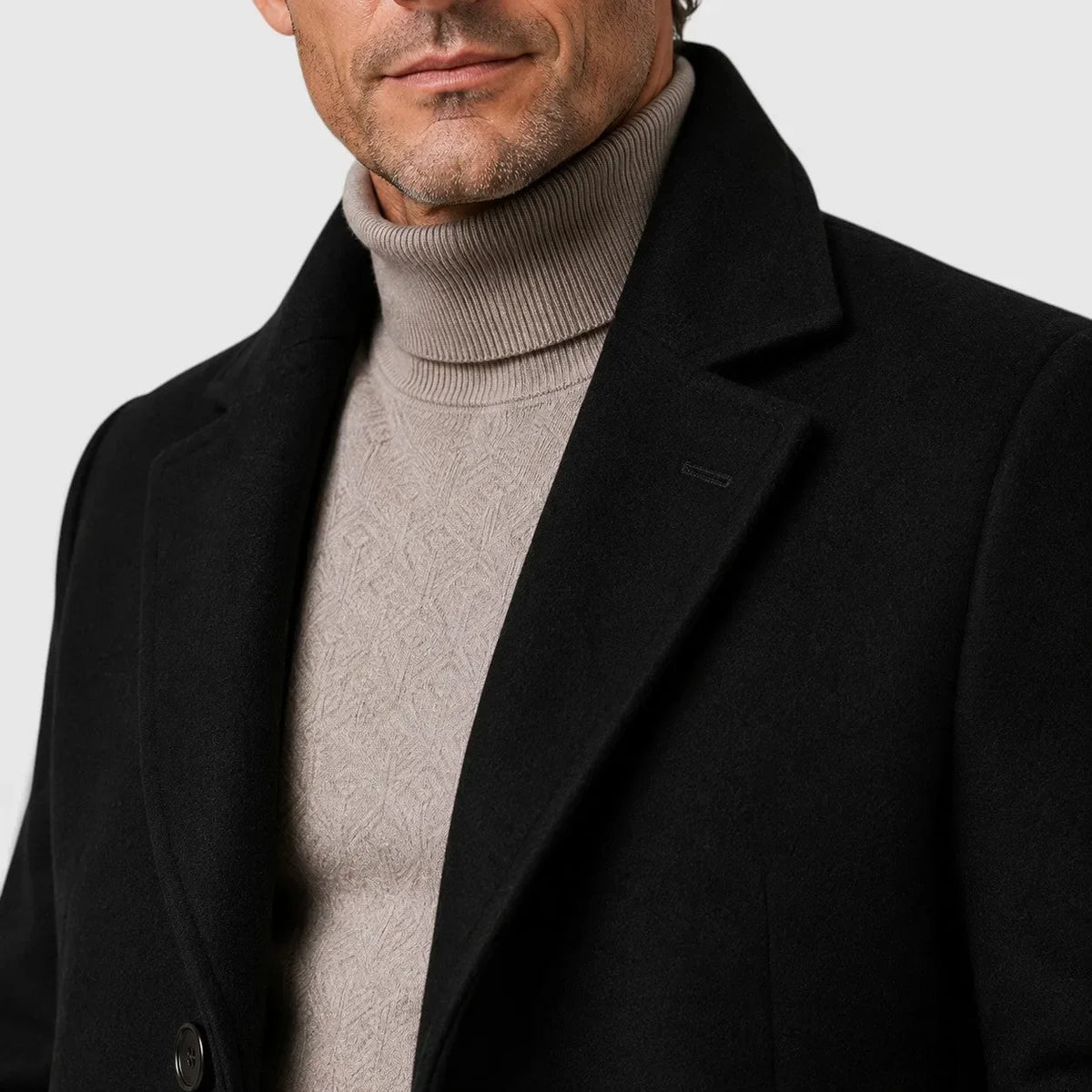 Men's Single-Breasted Slim Fit Overcoat, Notched Lapels