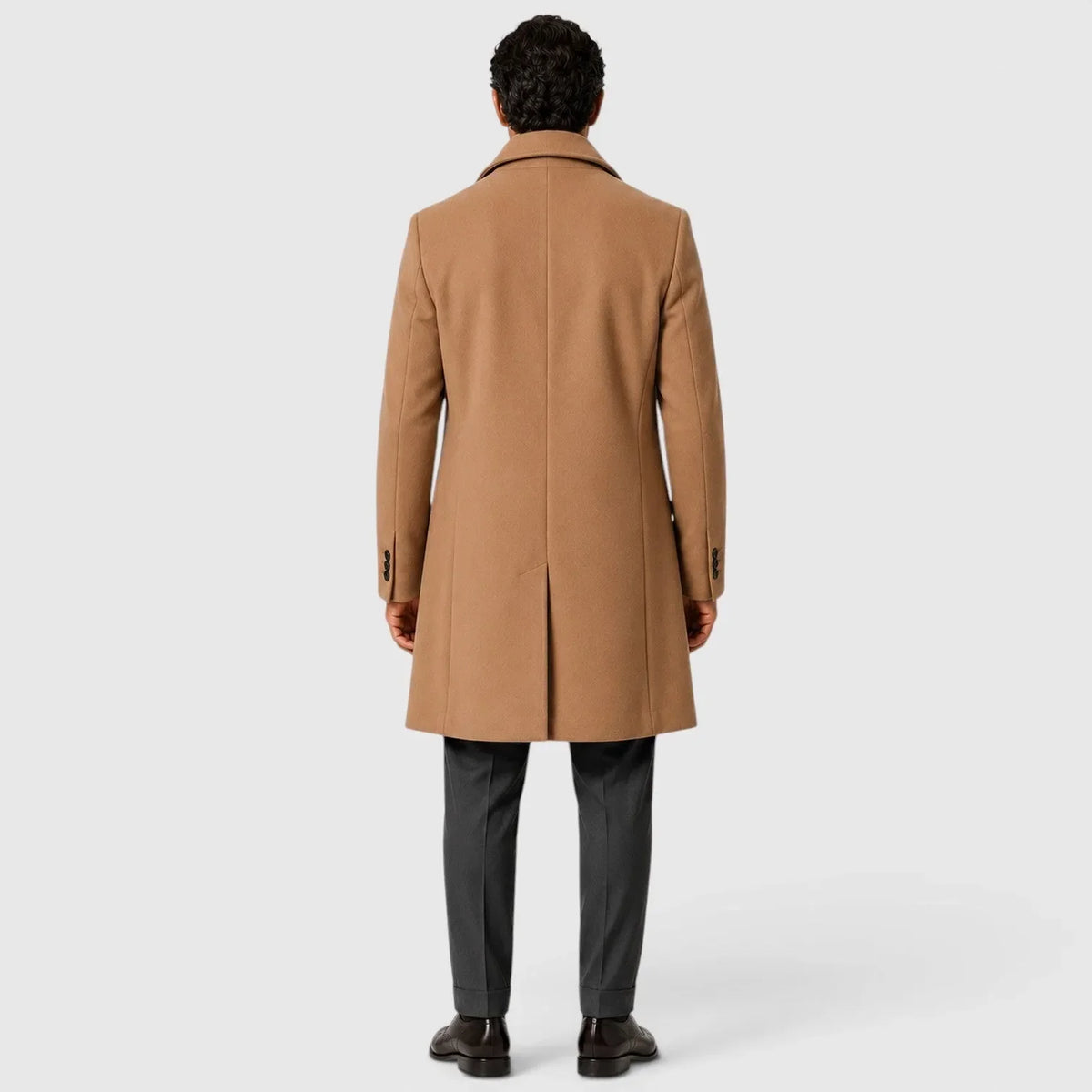 Men's Single-Breasted Slim Fit Overcoat, Notched Lapels