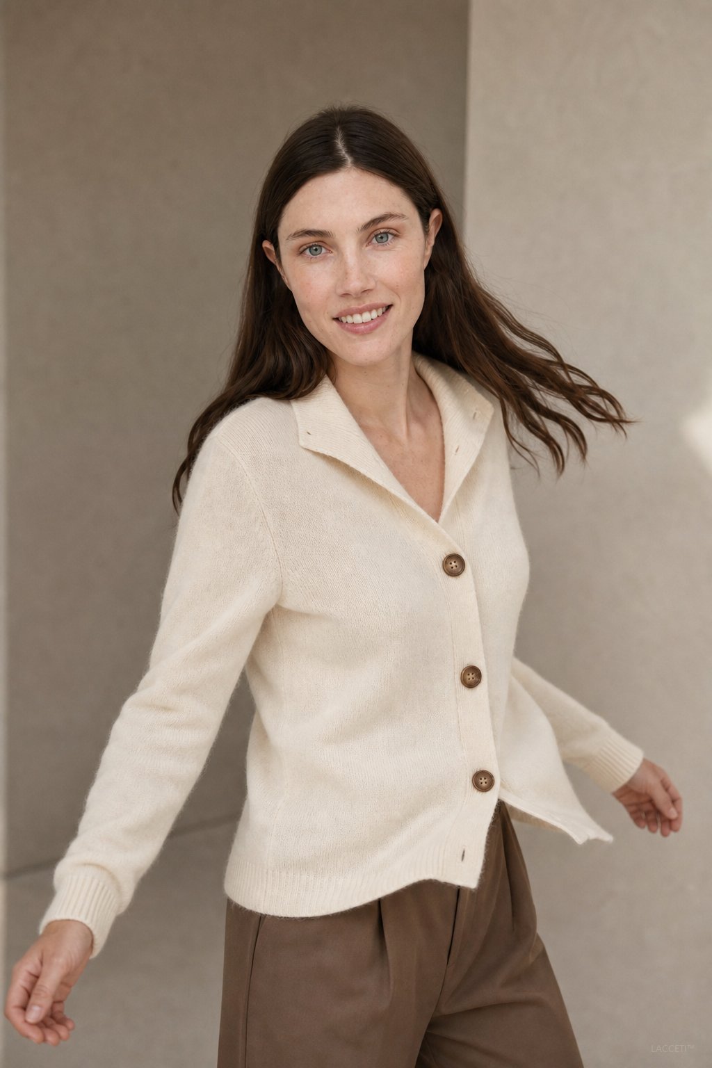 Lindsey | Womens Cashmere Blend Cardigan with Statement Buttons | Half-High Neck, Machine Washable | in 4 Colors XS-3XL