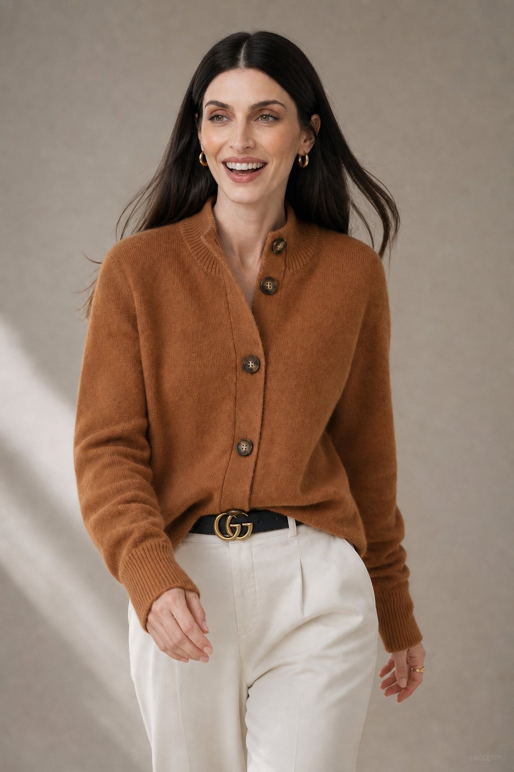 Lindsey | Womens Cashmere Blend Cardigan with Statement Buttons | Half-High Neck, Machine Washable | in 4 Colors XS-3XL