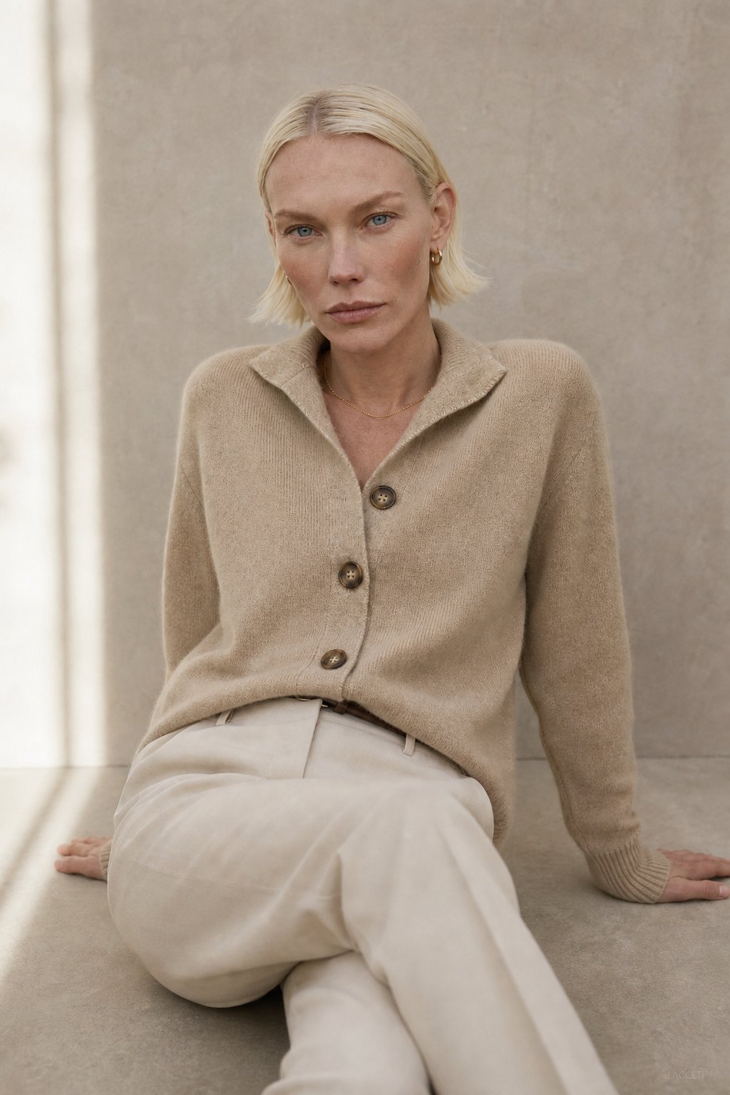 Lindsey | Womens Cashmere Blend Cardigan with Statement Buttons | Half-High Neck, Machine Washable | in 4 Colors XS-3XL