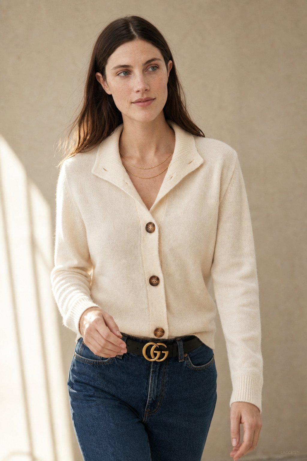 Lindsey | Womens Cashmere Blend Cardigan with Statement Buttons | Half-High Neck, Machine Washable | in 4 Colors XS-3XL