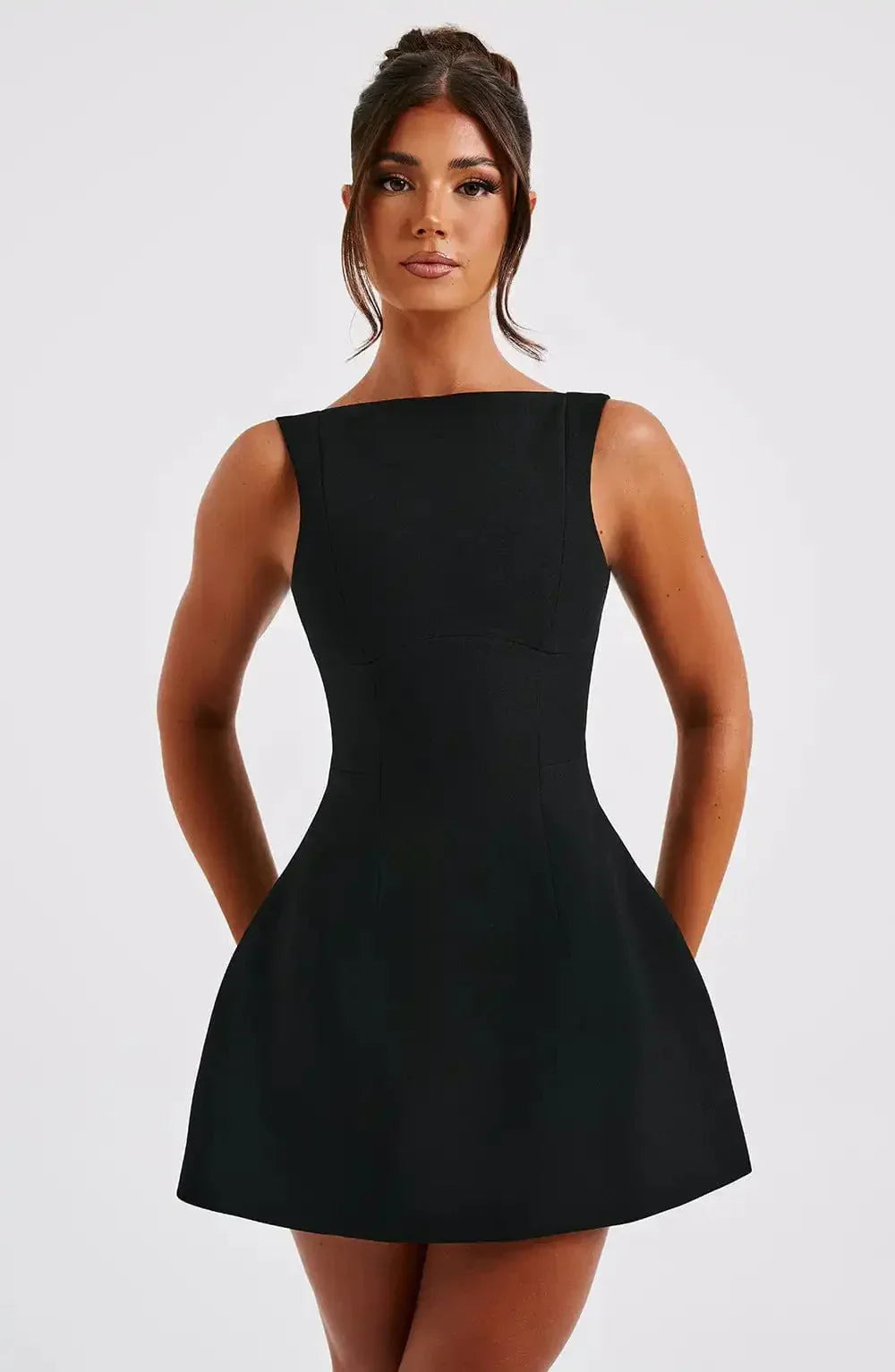 Naomi | Sleeveless Boat Neck A-Line Summer Mini Dress