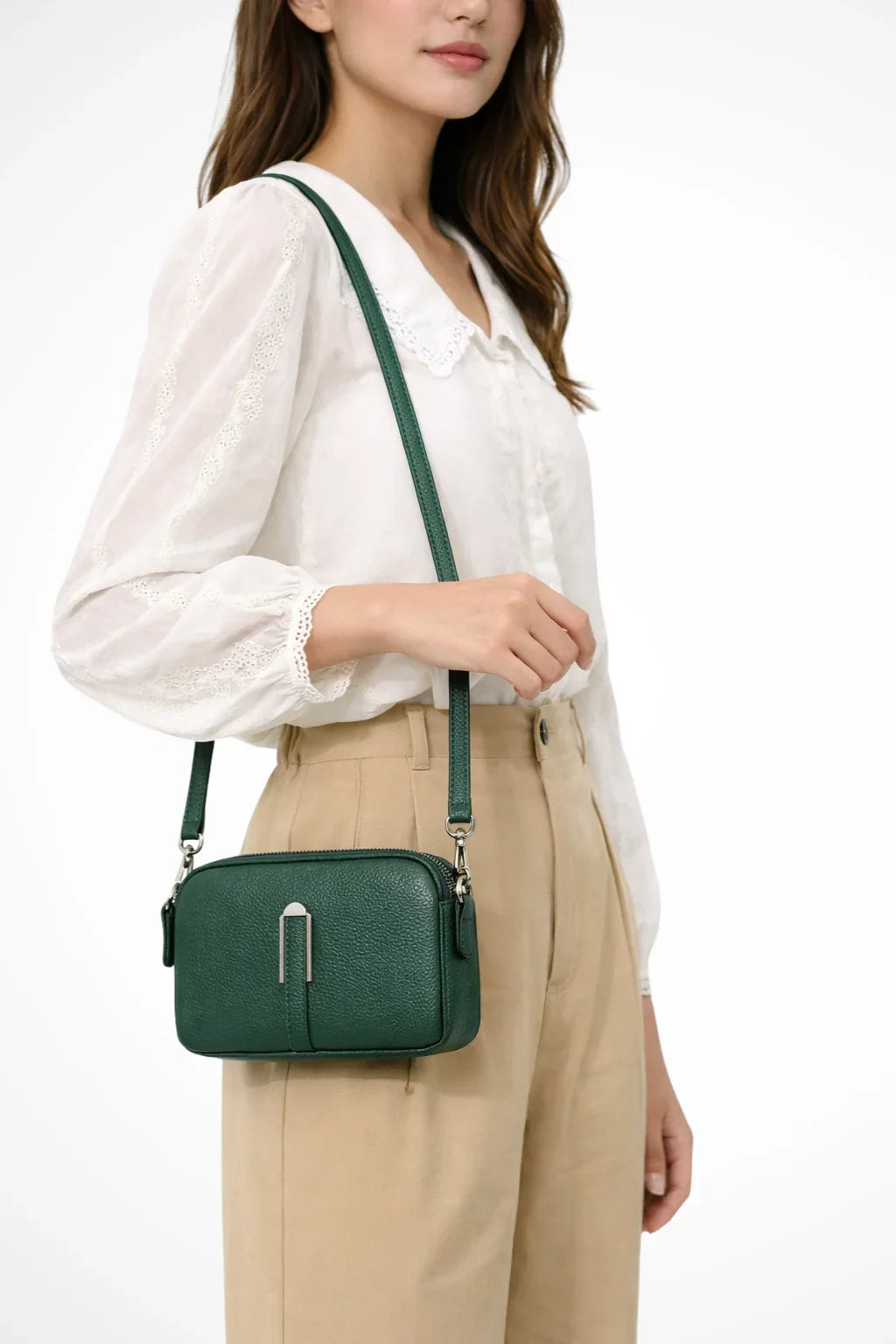 Naomi | Women's Double Crossbody Shoulder Bag with Dual Zip Compartments