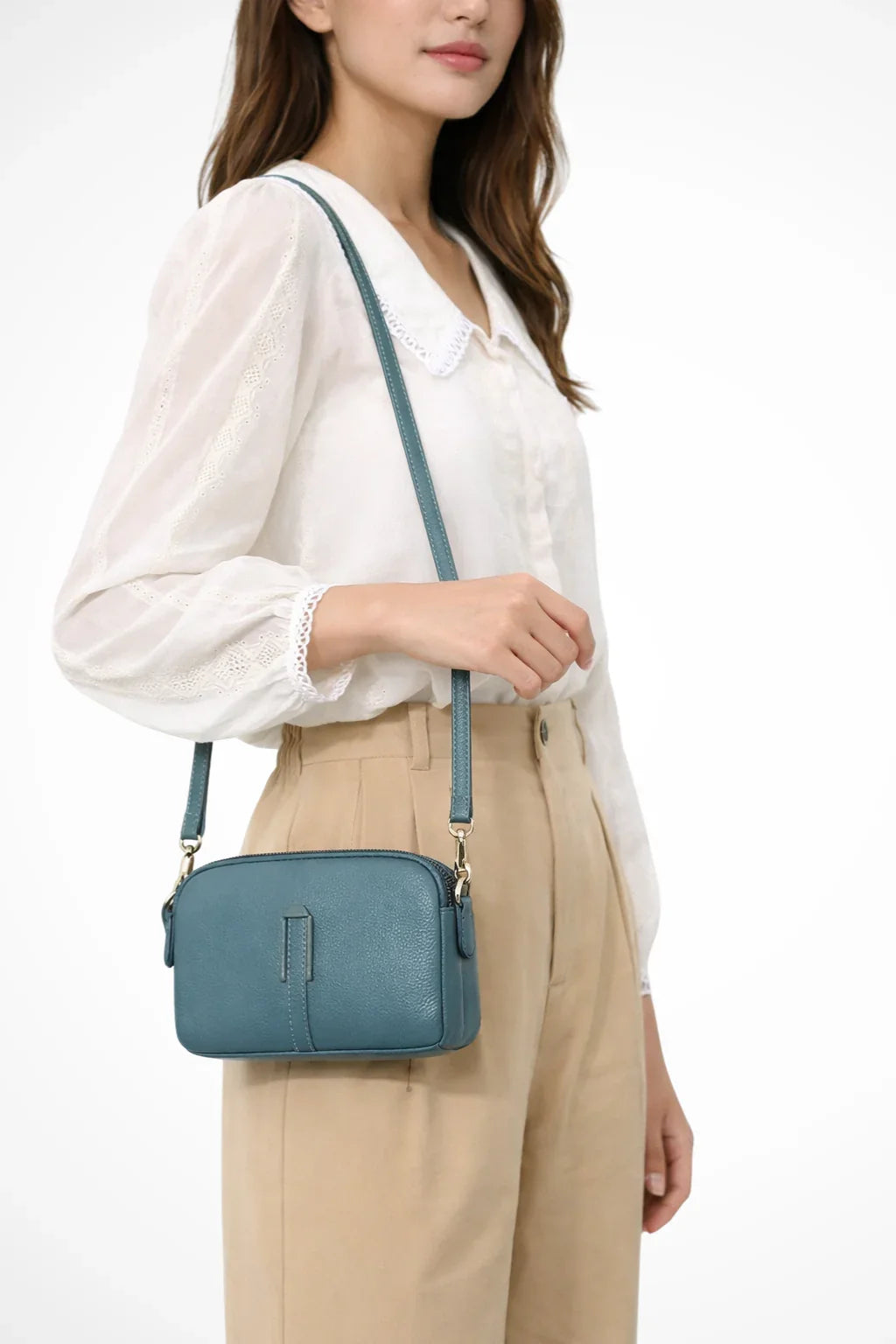 Naomi | Women's Double Crossbody Shoulder Bag with Dual Zip Compartments