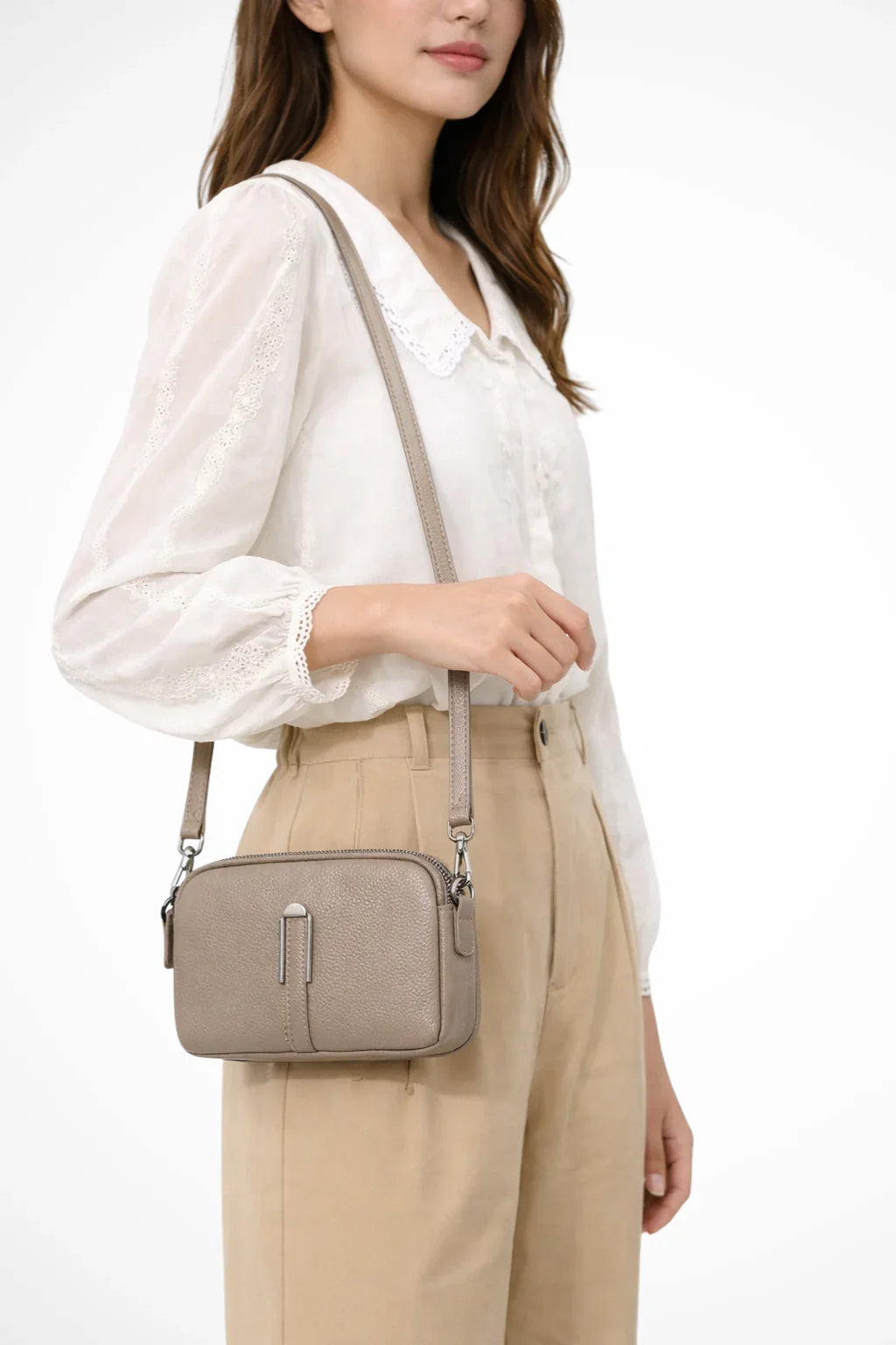 Naomi | Women's Double Crossbody Shoulder Bag with Dual Zip Compartments