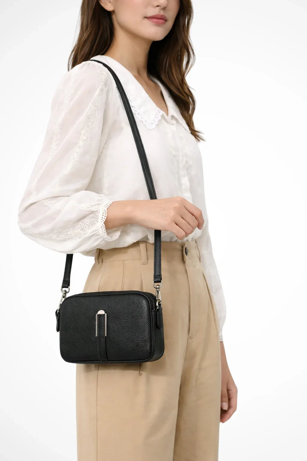 Naomi | Women's Double Crossbody Shoulder Bag with Dual Zip Compartments
