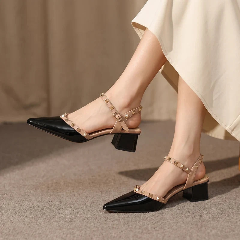 Rosetta Studded Slingback Pumps