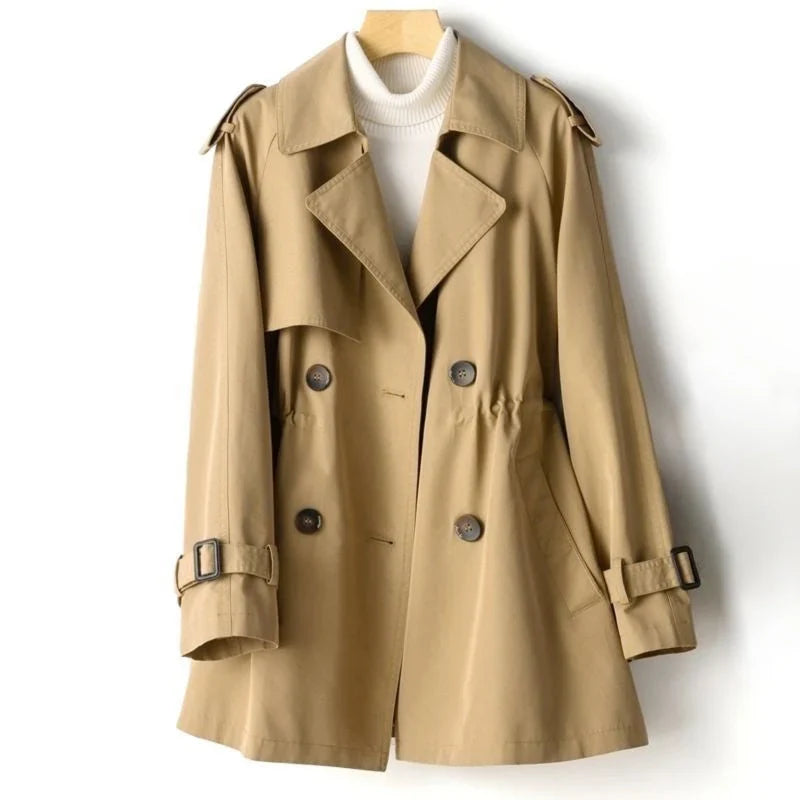Natalie | Double Breasted Trench Coat with Wide Lapel Collar