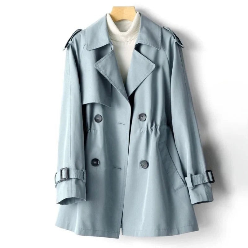 Natalie | Double Breasted Trench Coat with Wide Lapel Collar