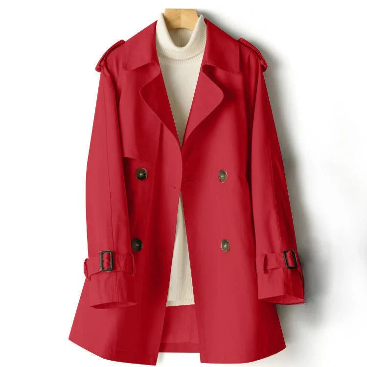 Natalie | Double Breasted Trench Coat with Wide Lapel Collar