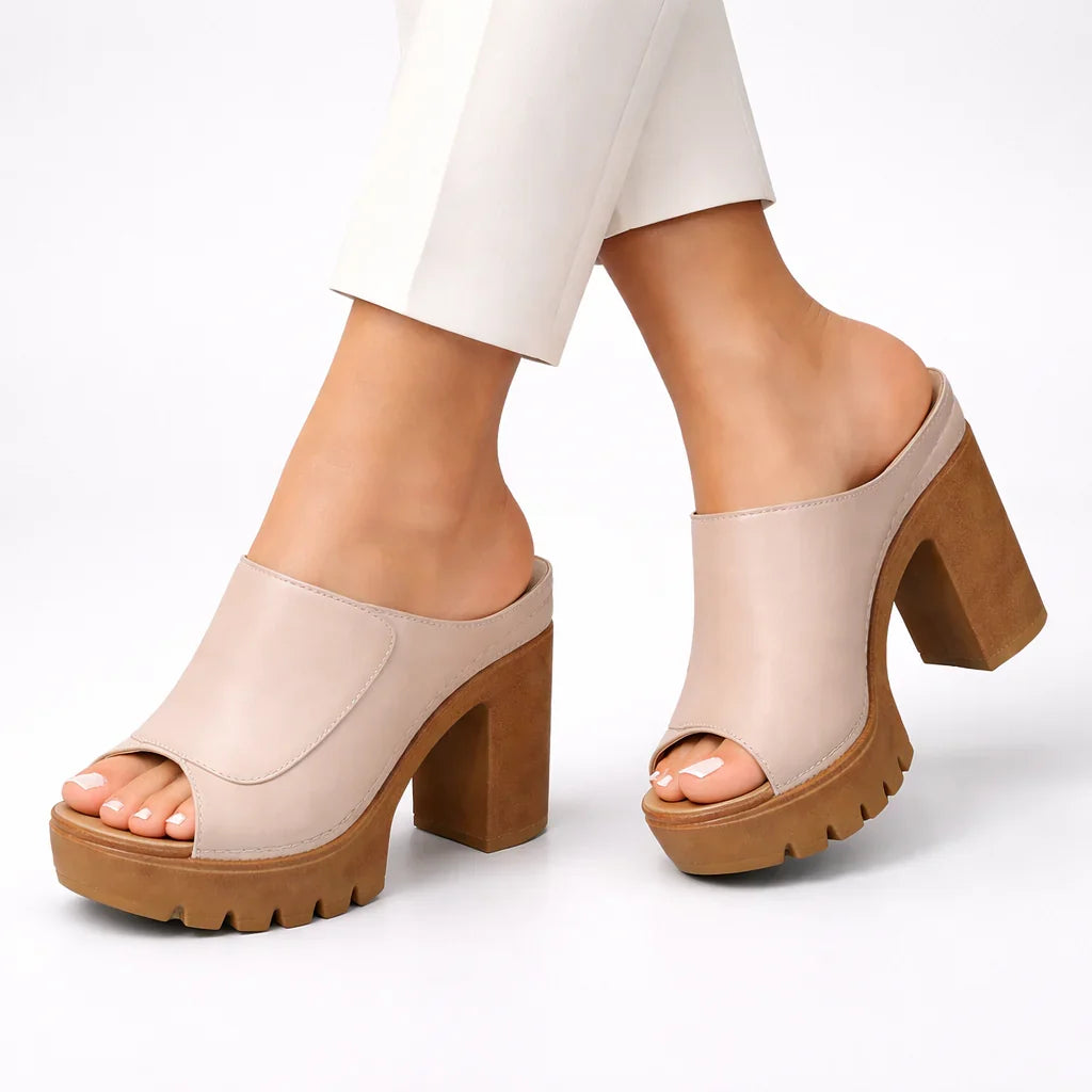 Natasha | Women's Open Toe Platform Wedge Sandals with Chunky Heel