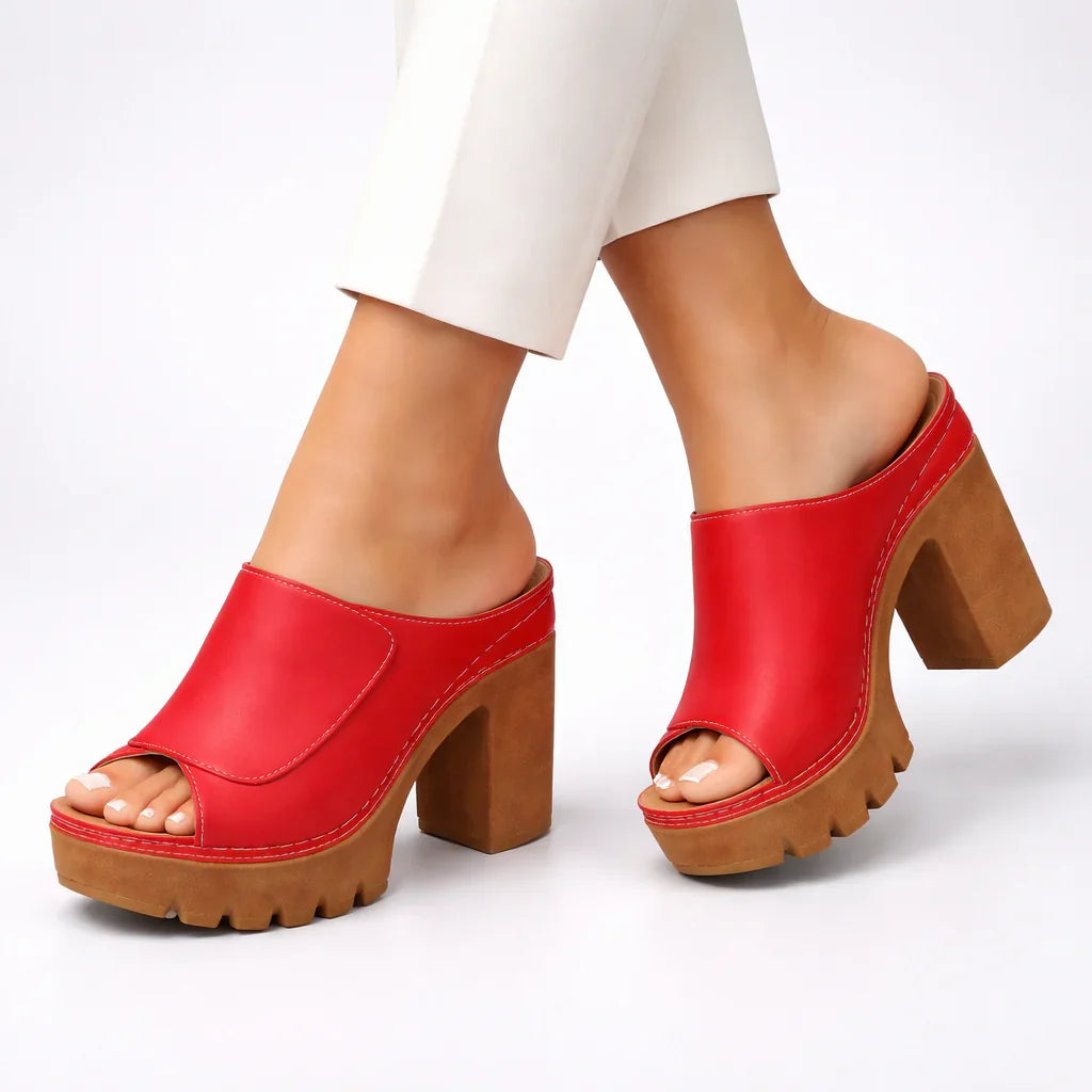 Natasha | Women's Open Toe Platform Wedge Sandals with Chunky Heel