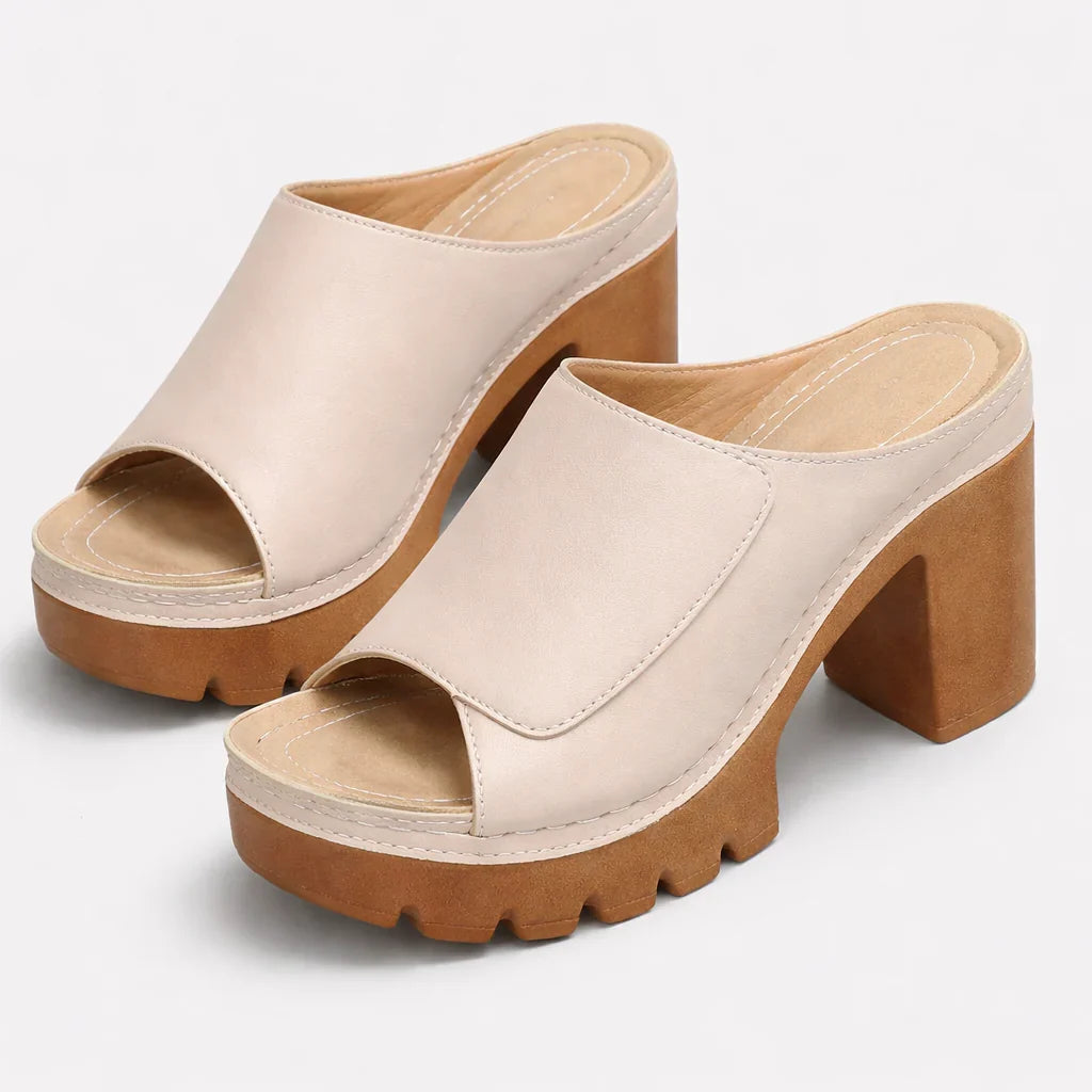 Natasha | Women's Open Toe Platform Wedge Sandals with Chunky Heel