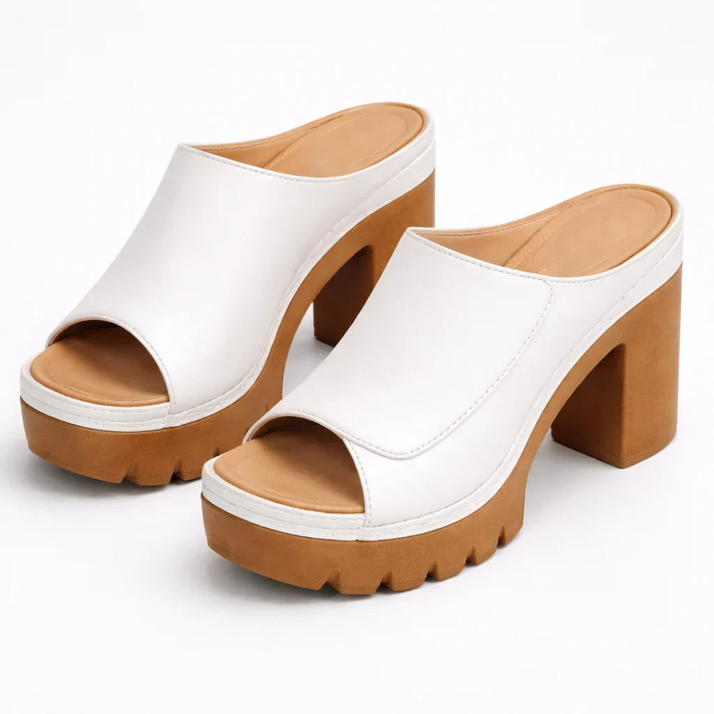 Natasha | Women's Open Toe Platform Wedge Sandals with Chunky Heel