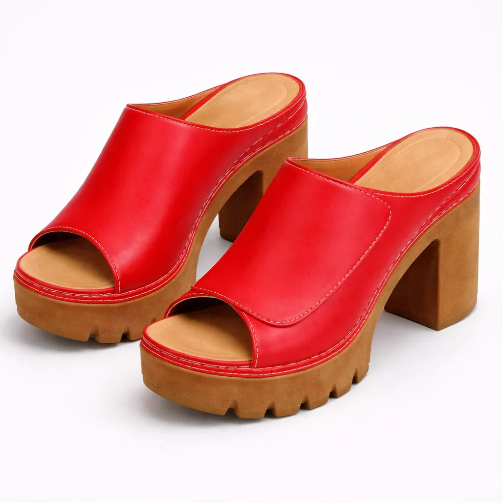 Natasha | Women's Open Toe Platform Wedge Sandals with Chunky Heel