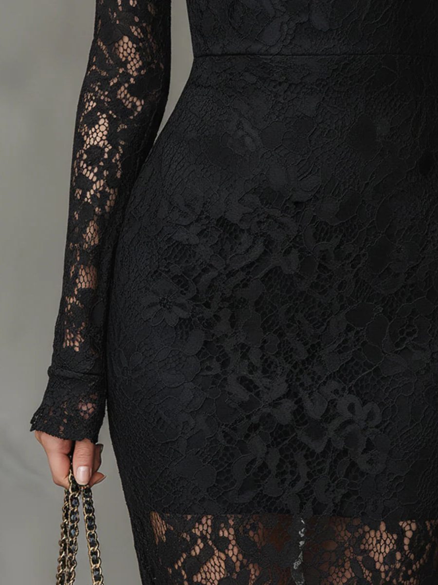Naya | Lace Maxi Dress with Turtleneck and Long Sleeves for Women