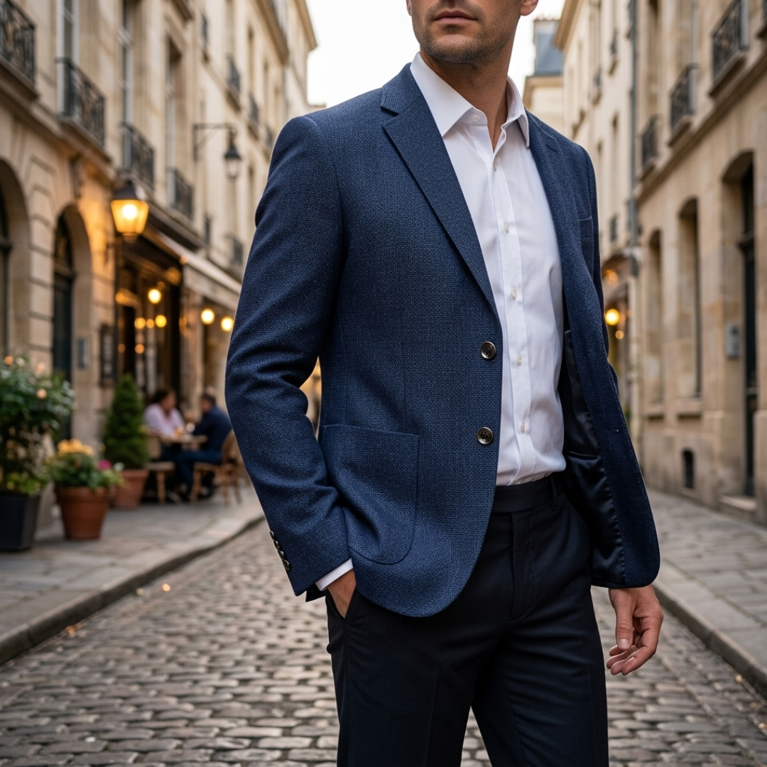 Men's Slim Blazer, Notched Lapels, Two Button Front