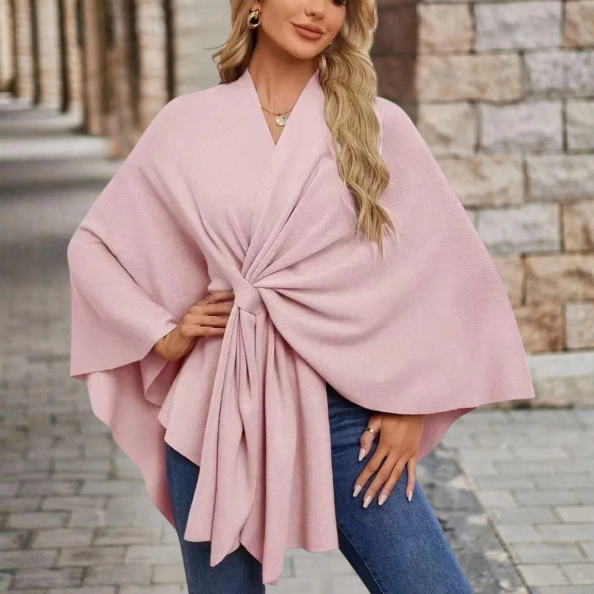 Nerina | Wrap Poncho with Front Knot for Women