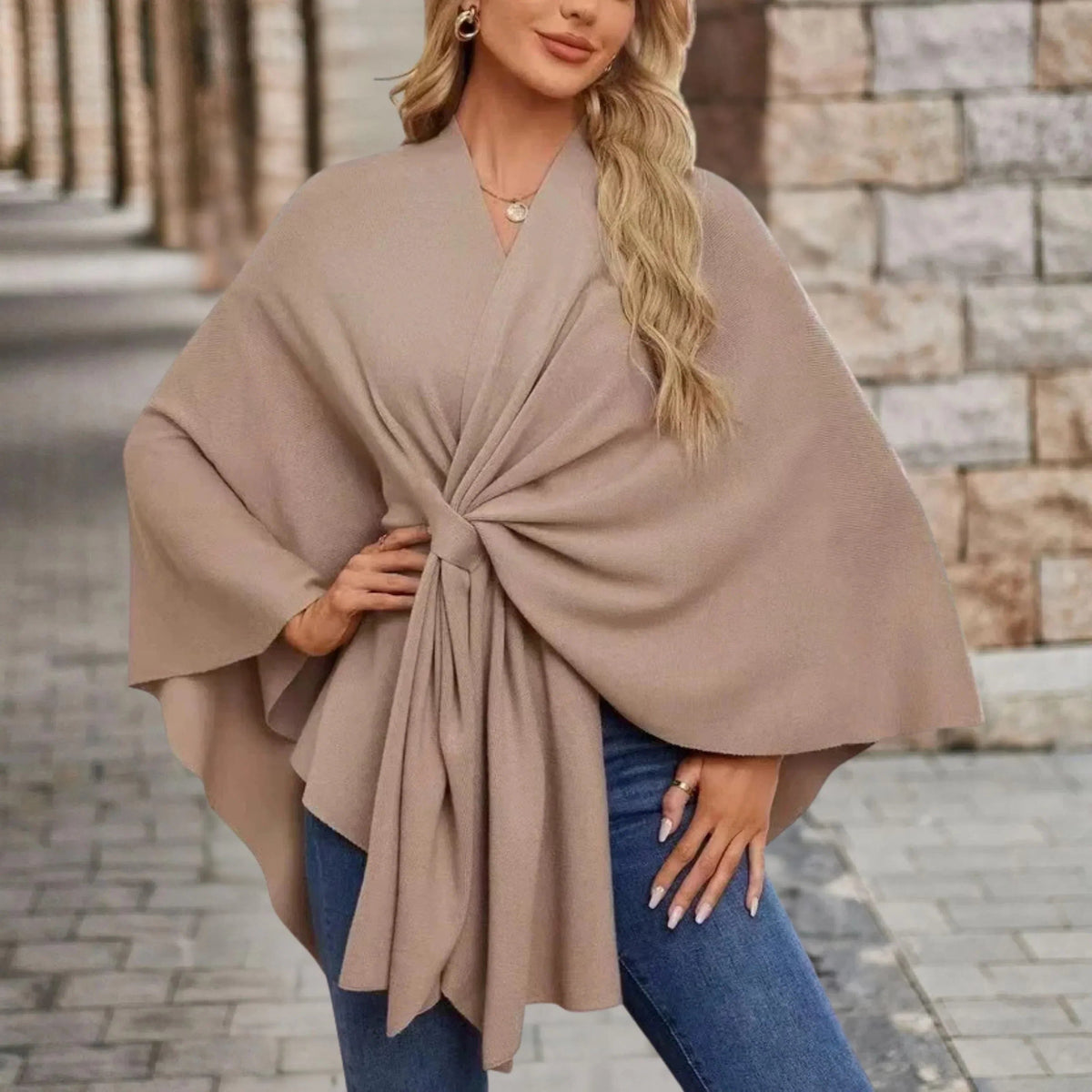 Nerina | Wrap Poncho with Front Knot for Women