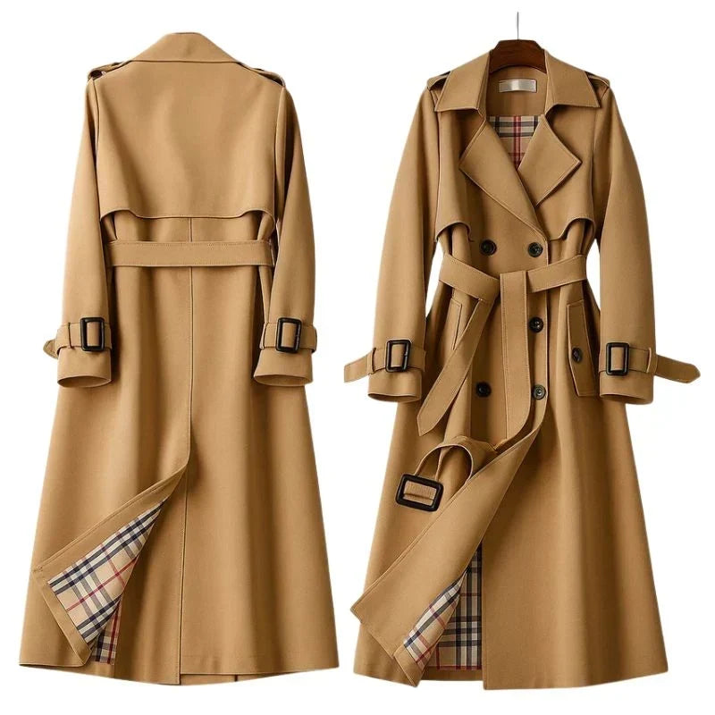 Women's Double-Breasted Trench Coat with Belt