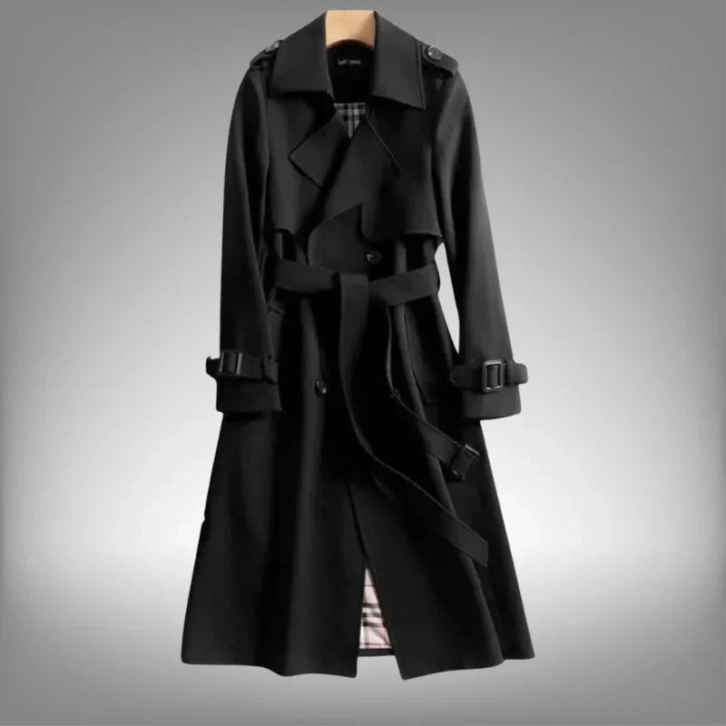 Women's Double-Breasted Trench Coat with Belt