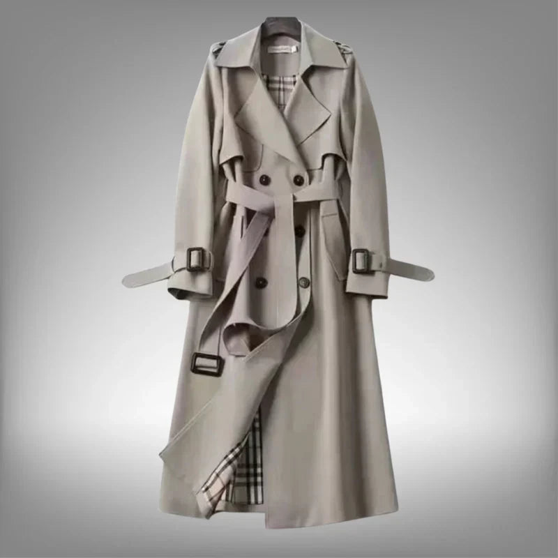 Women's Double-Breasted Trench Coat with Belt