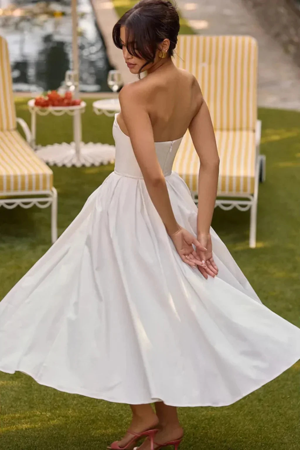 Nicola | Strapless Corset Formal Midi Dress