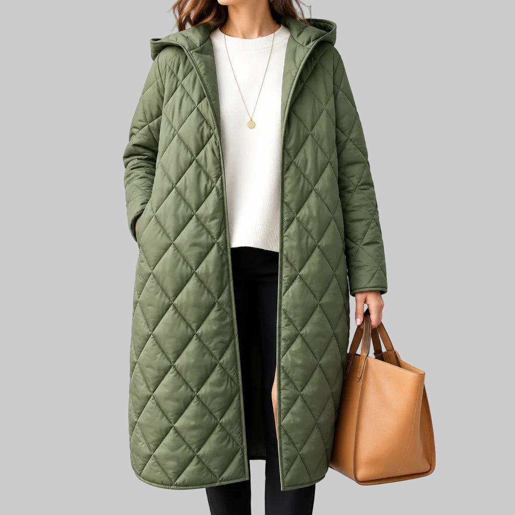 Nicole - Women's Hooded Long Quilted Coat