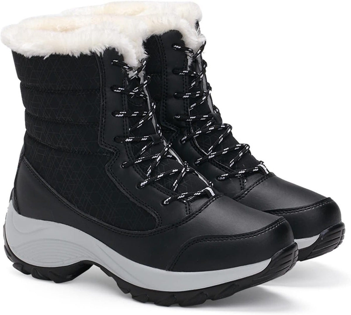 Nieve | Platform Snow Boots with Faux Fur Collar for Women