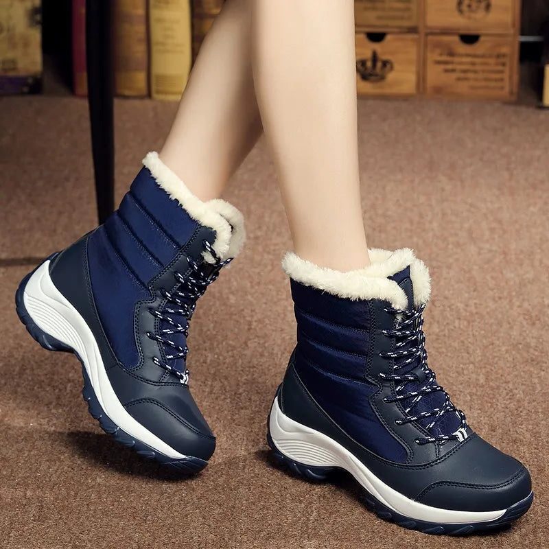 Nieve | Platform Snow Boots with Faux Fur Collar for Women