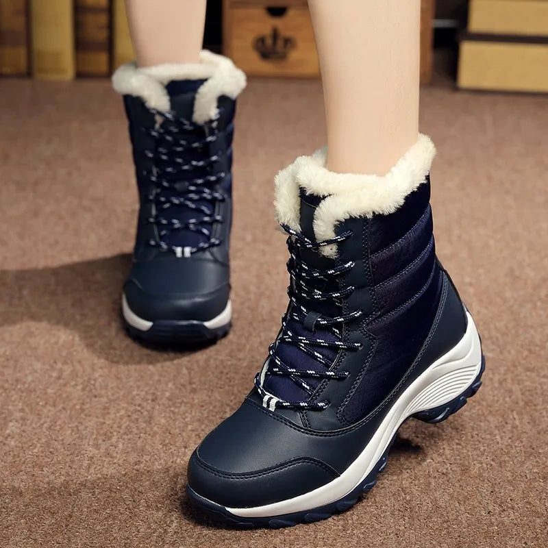 Nieve | Platform Snow Boots with Faux Fur Collar for Women