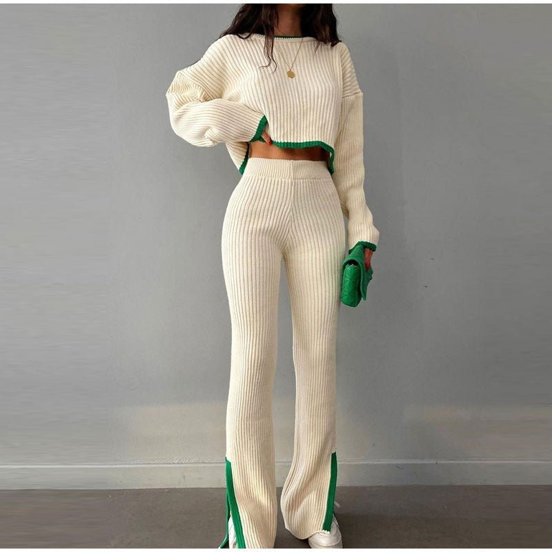 Women's Two Piece Knit Set with a Cropped Sweater
