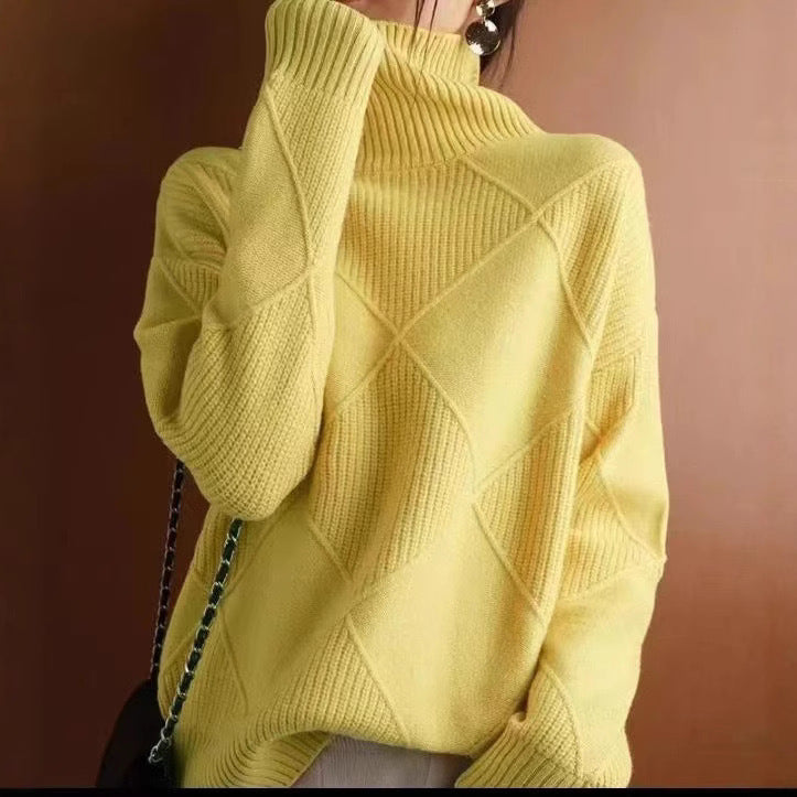Mafalda Diamond Knit Turtleneck Sweater