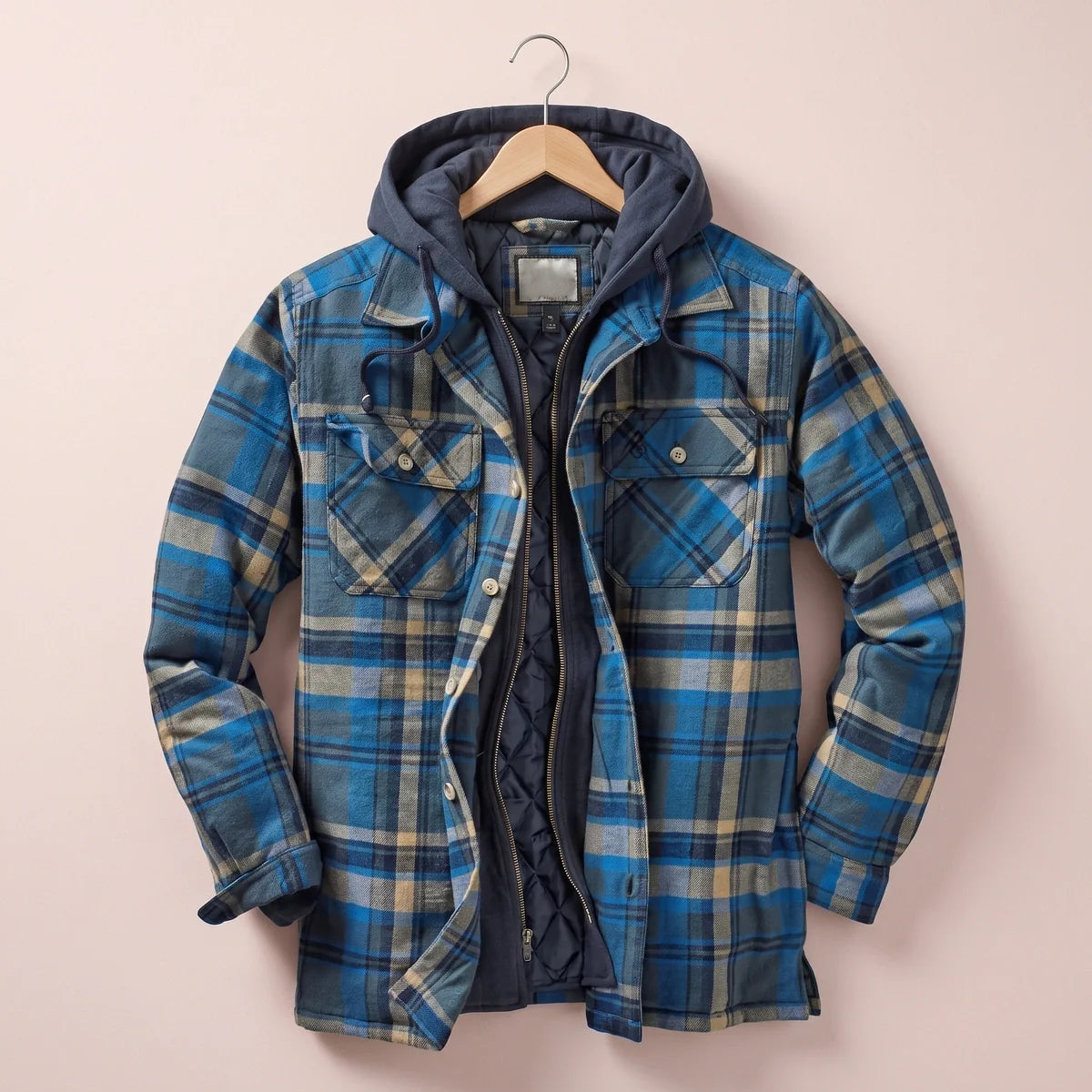 Octavius Quilted Lined Plaid Flannel Hooded Jacket