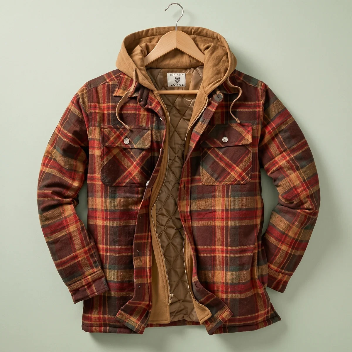 Octavius Quilted Lined Plaid Flannel Hooded Jacket