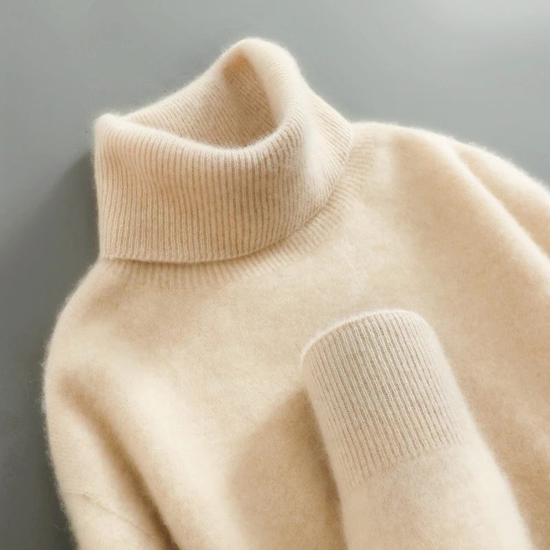 Odelina | Merino Wool Ribbed Knit Turtleneck Sweater for Women