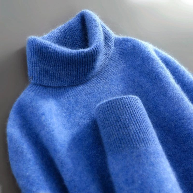 Odelina | Merino Wool Ribbed Knit Turtleneck Sweater for Women