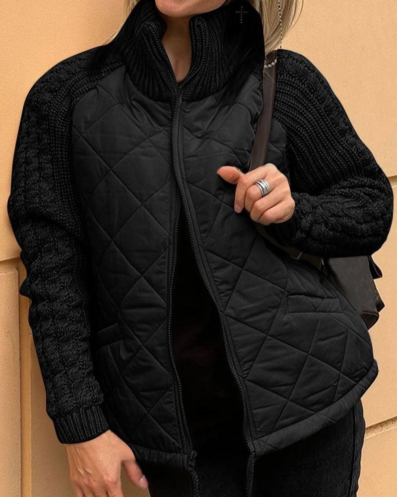 Olga | Quilted Puffer Jacket with Knit Sleeves for Women