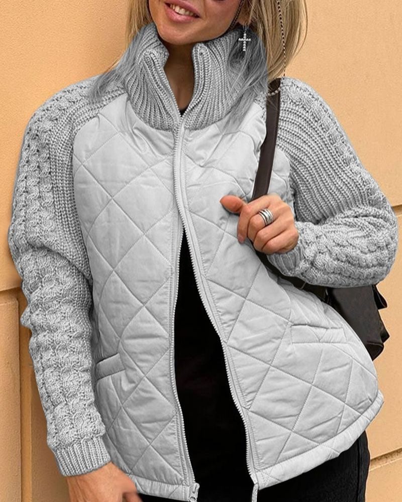 Olga | Quilted Puffer Jacket with Knit Sleeves for Women