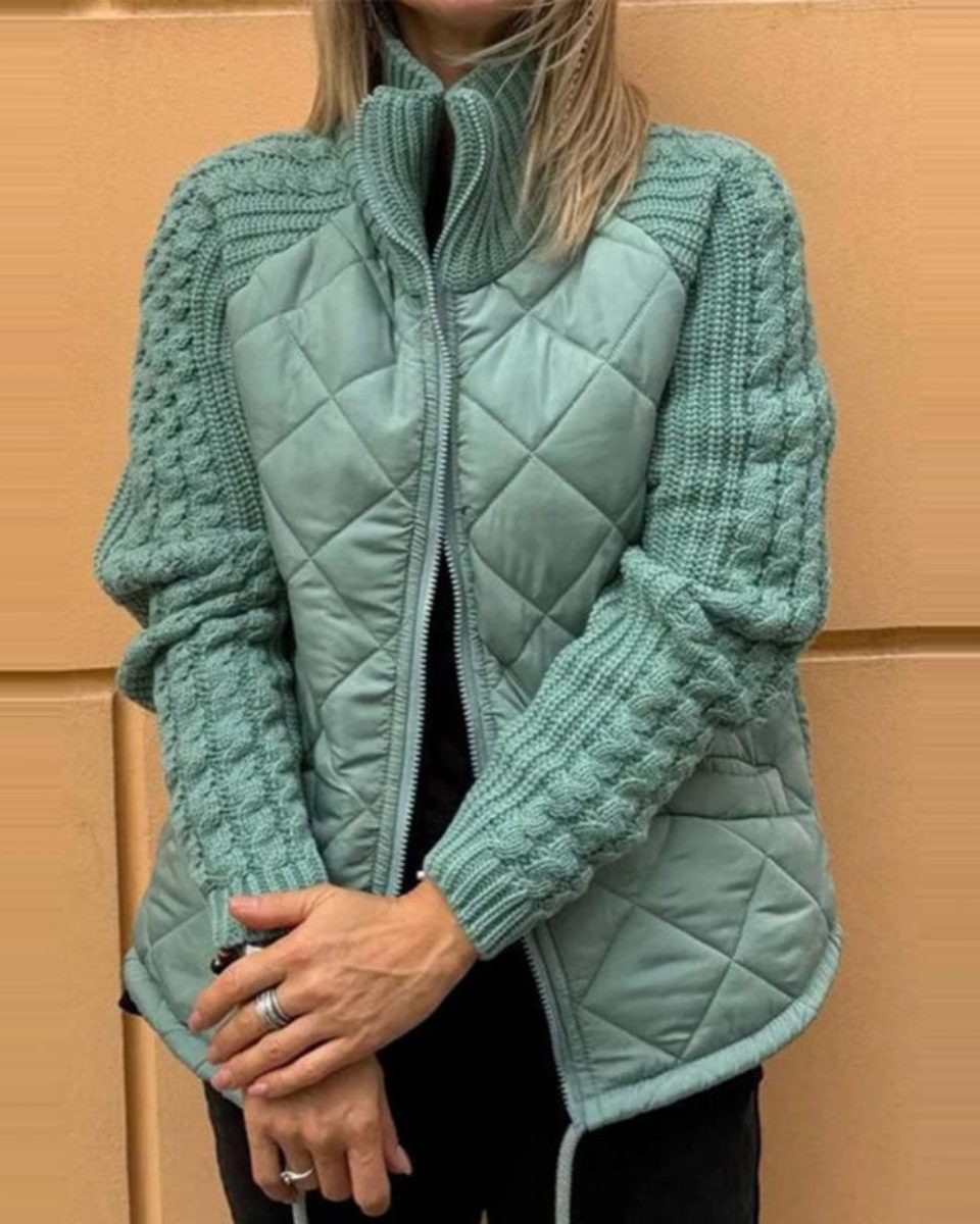 Olga | Quilted Puffer Jacket with Knit Sleeves for Women