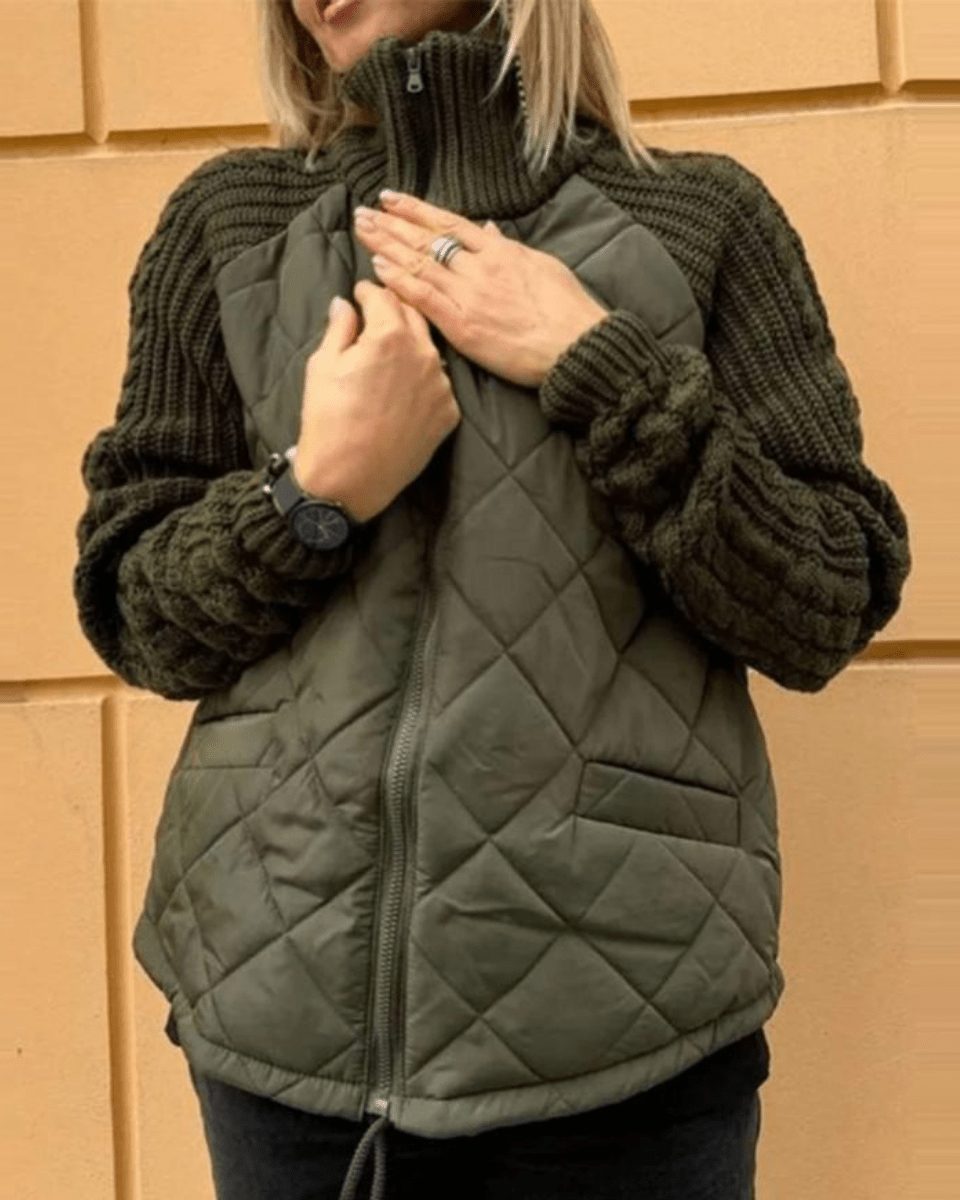 Olga | Quilted Puffer Jacket with Knit Sleeves for Women