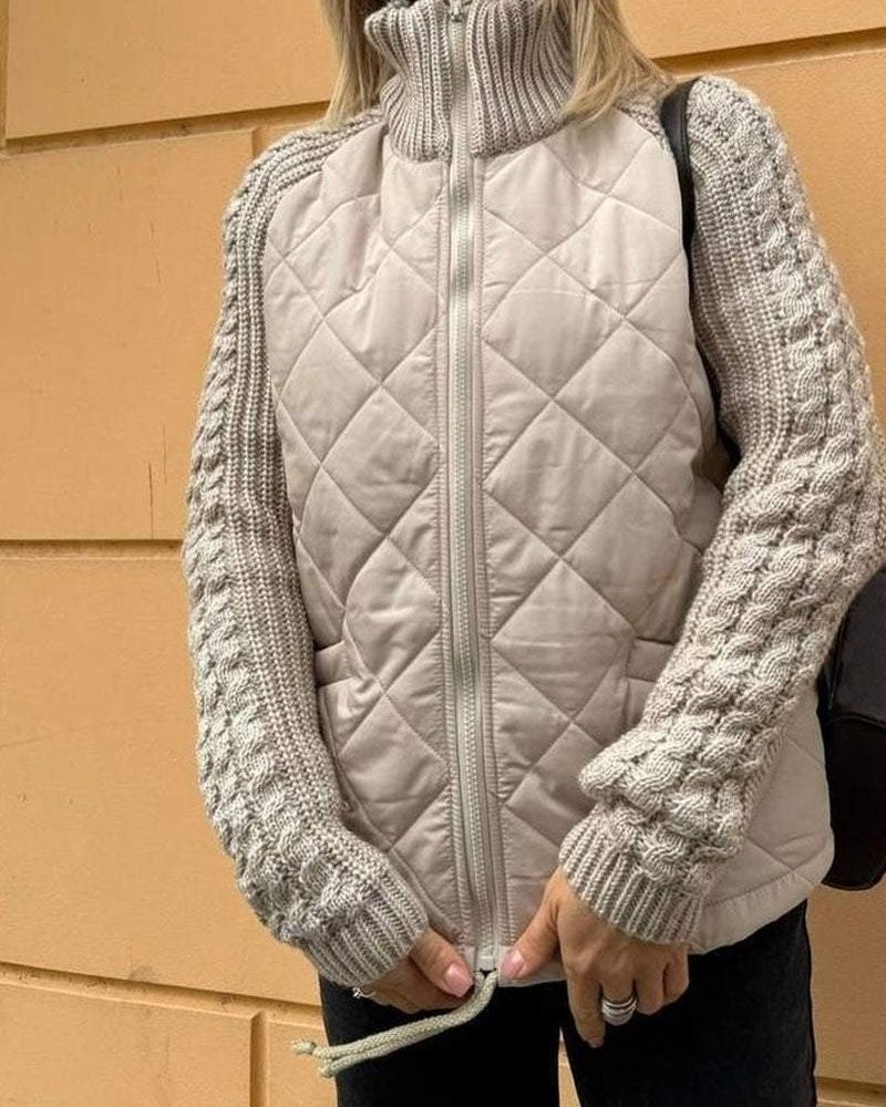Olga | Quilted Puffer Jacket with Knit Sleeves for Women