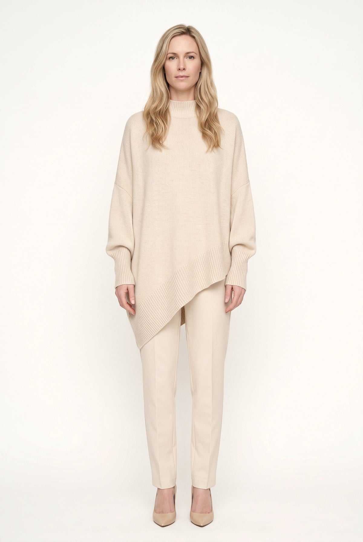 Women's Oversized Mock Neck Sweater, Long Sleeves