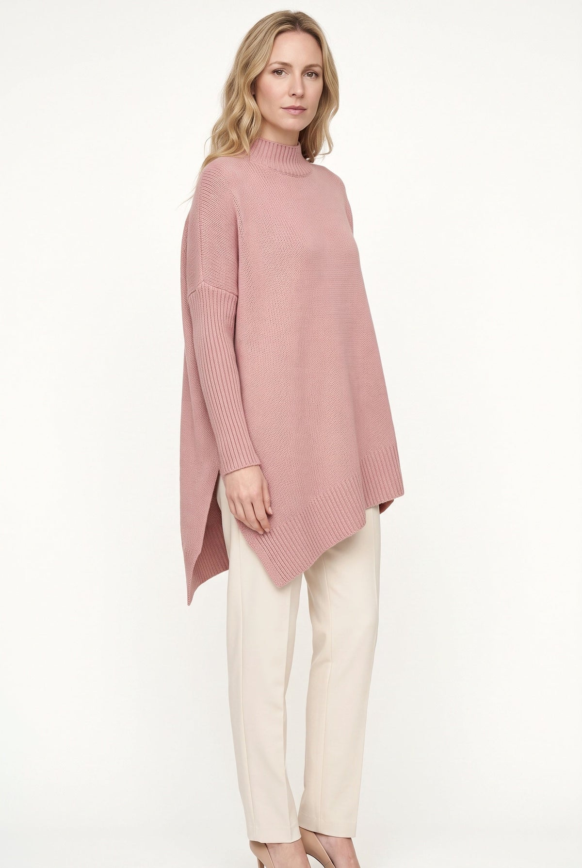 Women's Oversized Mock Neck Sweater, Long Sleeves