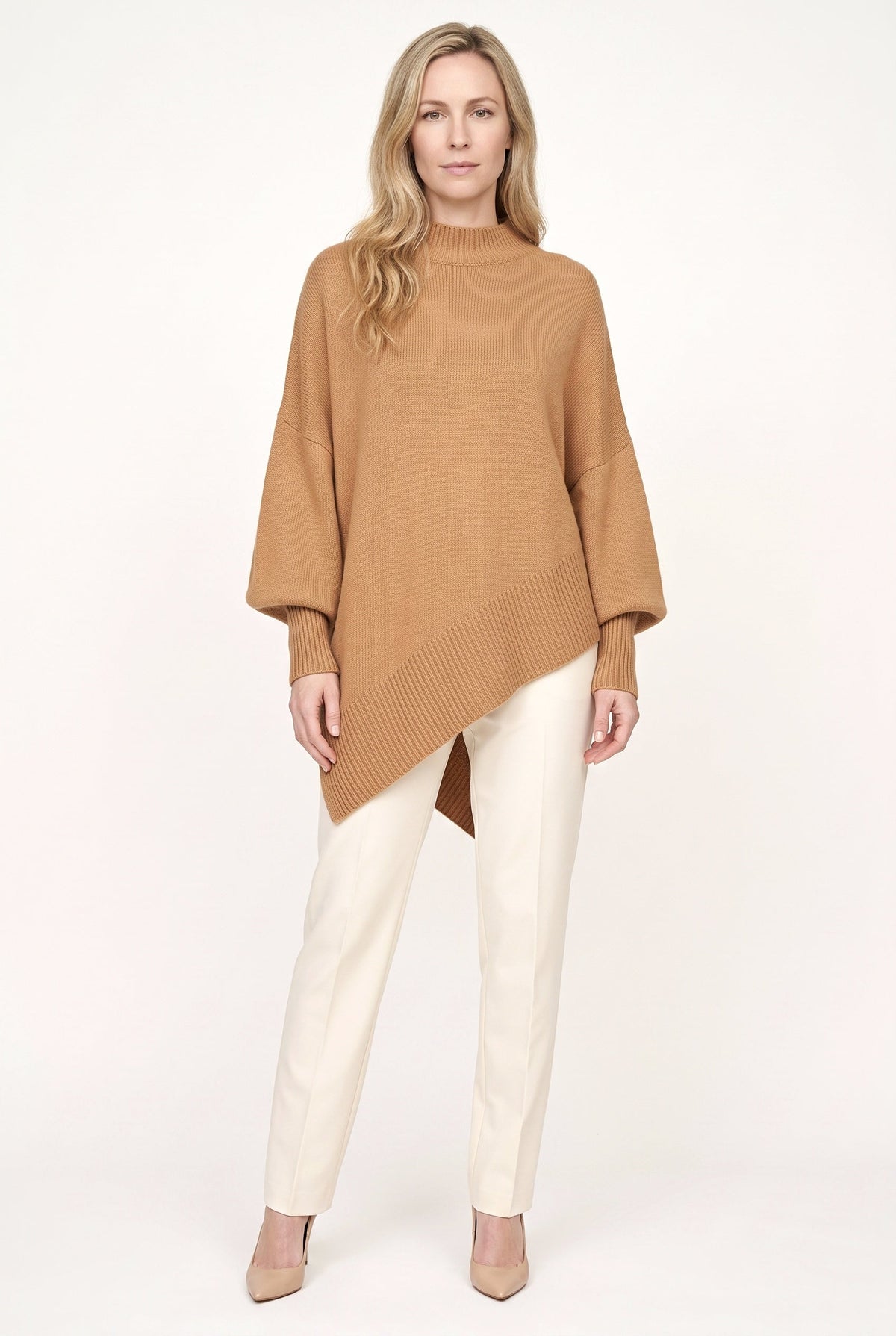 Women's Oversized Mock Neck Sweater, Long Sleeves